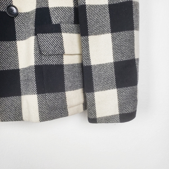 RALPH LAUREN Purple Label Cashmere Wool Cream & Black Buffalo Plaid Coat Size:14 - Picture 2 of 6